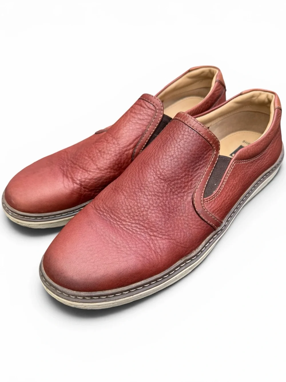 Johnston Murphy J&M Sheepskin Slip On Sneakers Men’s 8.5 Brown Leather